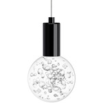 Acrylic Globe Pendant - Matte Black / Bubbles