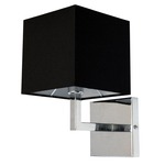 Square Shade Wall Sconce - Polished Chrome / Black