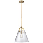 Glass Pail Pendant - Aged Brass / Clear