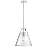 Glass Pail Pendant - Polished Chrome / Clear