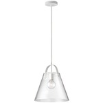 Glass Pail Pendant - Matte White / Clear