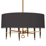 Langford With Shade Chandelier - Black / Vintage Brass