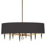 Langford With Shade Chandelier - Black / Vintage Brass