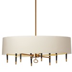 Langford With Shade Chandelier - Cream / Vintage Brass
