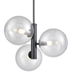 Courcelette 3 Light Pendant - Graphite / Clear