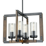 Okanagan 4 Light Pendant - Graphite / Ironwood / Clear