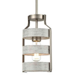 Fort Garry Mini Pendant - Buffed Nickel / Birchwood