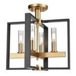 Blairmore Semi Flush Ceiling Light - Venetian Brass / Graphite / Clear