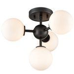 Alouette Semi Flush Ceiling Light - Graphite / Opal