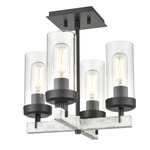 Okanagan Semi Flush Ceiling Light - Graphite / Birchwood / Clear