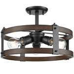 Oakhurst Semi Flush Ceiling Light - Graphite / Ironwood