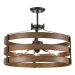 Fort Garry Pendant / Semi Flush Ceiling Light - Graphite / Ironwood