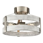 Fort Garry Semi Flush Ceiling Light - Buffed Nickel / Birchwood