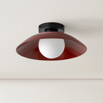 Arundel Orb Surface Mount - Black Canopy / Oxide Red Shade