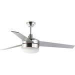 Trio Ceiling Fan with Light - Satin Nickel / Satin Nickel / Black