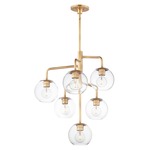 Branch 6-Light Pendant - Natural Aged Brass / Clear