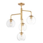 Branch 4-Light Pendant - Natural Aged Brass / Clear