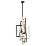 Flambeau Chandelier - Black / Antique Brass / Clear