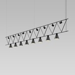 Suspenders Truss Pendant w/ Direct and Decorative Cylinders - Satin Black