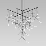 Suspenders 4-Tier Tri-Bar Chandelier with Calla Luminaires - Satin Black / White