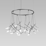Suspenders Ring Chandelier with Calla Luminaires - Satin Black / White