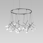 Suspenders Ring Chandelier with Calla Luminaires - Satin Black / White