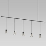 Suspenders Linear Pendant with Parasol Shade Cylinders - Satin Black