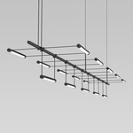 Suspenders Linear Pendant with Linear Rotational Luminaires - Satin Black