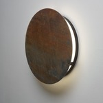 Fortis Round Outdoor Wall Sconce - Corten Steel / Opal