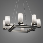 Radius Square Chandelier - Chestnut / Faux Alabaster