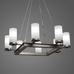 Radius Square Chandelier - Chestnut / Opal