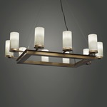 Radius Rectangle Chandelier - Medieval Bronze / Faux Alabaster