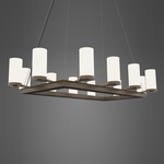 Radius Rectangle Chandelier - Cast Bronze / Opal