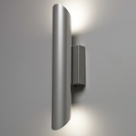 Cylo Slanted Cylinder Outdoor Wall Sconce - Satin Pewter / Opal