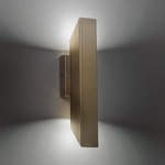 Cylo Trapezoid Outdoor Wall Sconce - New Brass / Opal