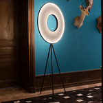 Iris Floor Lamp - Black / White Ribbon