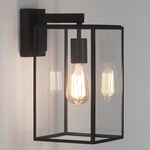 Box Lantern Outdoor Wall Sconce - Textured Black / Clear