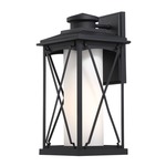 Lansdale Outdoor Wall Sconce - Black / Etched Opal