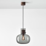 Awa Medium Pendant - Natural Waxed American Walnut / Transparent Smoke Grey