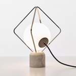 Jack O Lantern Table Lamp - Black Chrome / Carrara Marble / Triplex Opal