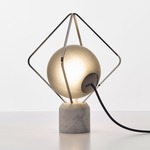 Jack O Lantern Table Lamp - Black Chrome / Carrara Marble / Transparent Smoke Grey