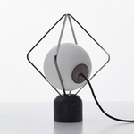 Jack O Lantern Table Lamp - Black Chrome / Black Marquina Marble / Triplex Opal
