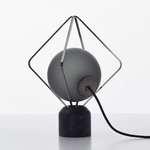 Jack O Lantern Table Lamp - Black Chrome / Black Marquina Marble / Transparent Smoke Grey