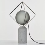 Jack O Lantern Table Lamp - Chrome / Carrara Marble / Transparent Smoke Grey
