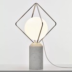 Jack O Lantern Table Lamp - Chrome / Carrara Marble / Triplex Opal