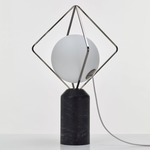 Jack O Lantern Table Lamp - Chrome / Black Marquina Marble / Triplex Opal