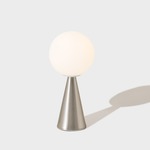 Bilia Mini Table Lamp - Brushed Nickel / White Glass