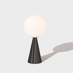 Bilia Mini Table Lamp - Gloss Black / White Glass