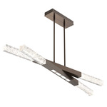 Axis Pivot Linear Chandelier - Flat Bronze / Clear Cast Glass