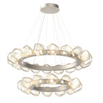 Gem Two Tier Radial Ring Chandelier - Beige Silver / Amber